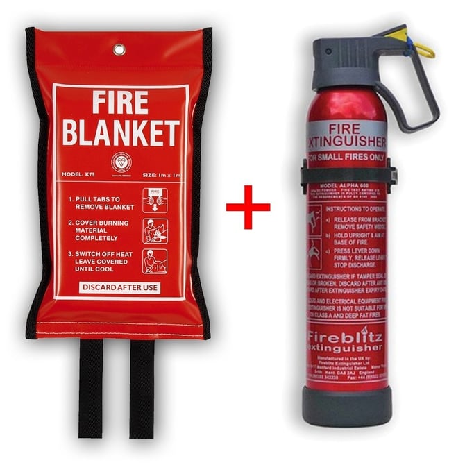 Fire safety equipment fire blanket and mini fire extinguisher
